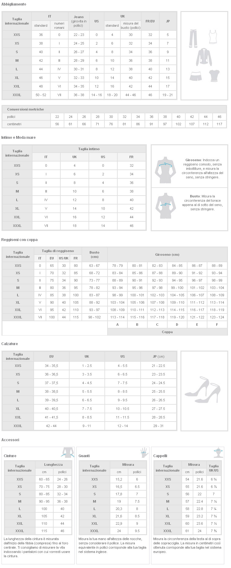 Taglie donna